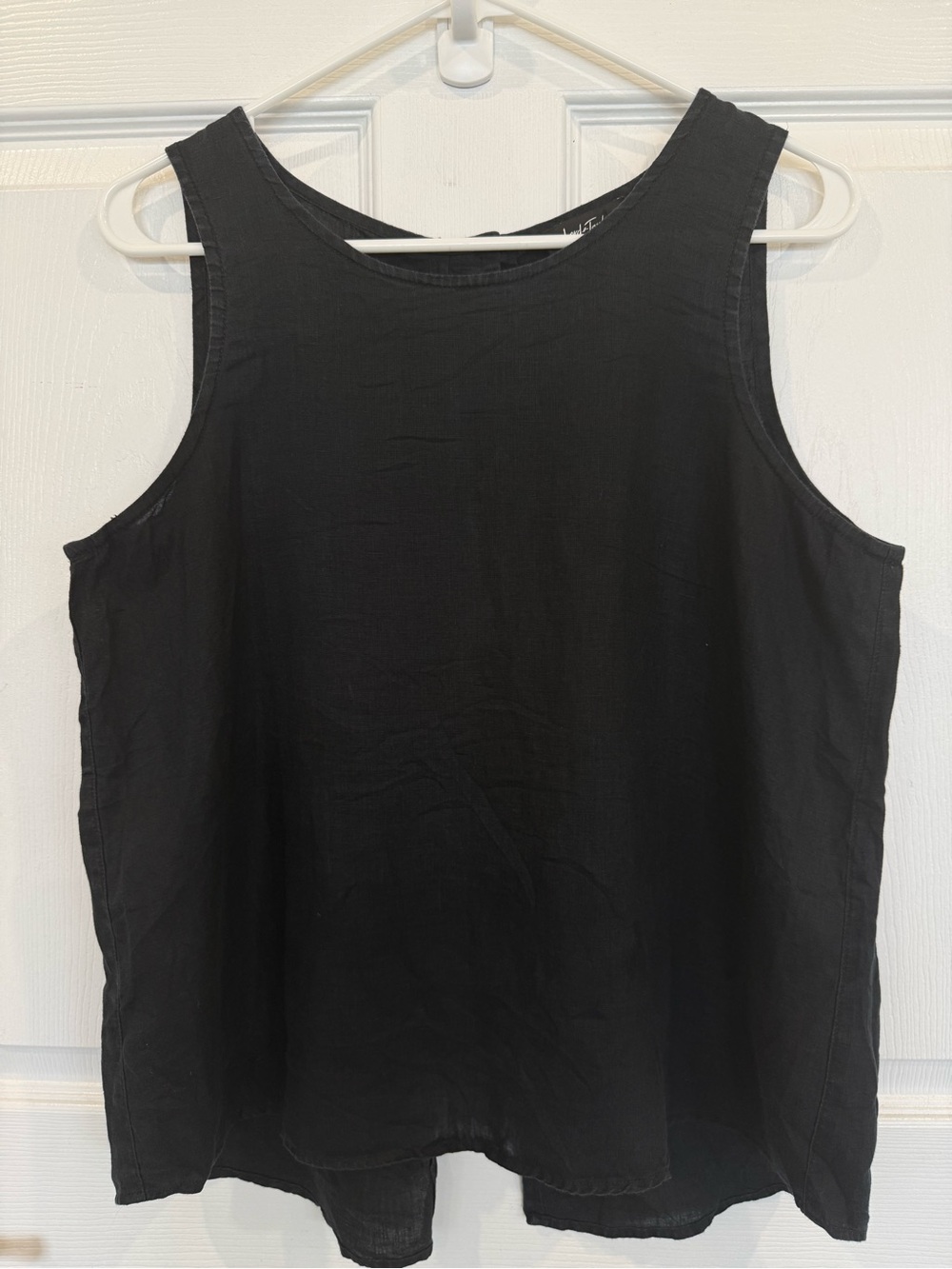 Lord and Taylor linen tank lightweight back button Lagenlook loose fit feminine